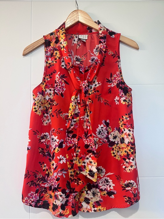 a new day Tops - A New Day Sleeveless Floral Tie-Neck Blouse